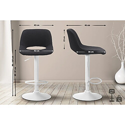 Non Lot de 2 tabourets de bar Camden tissu blanc