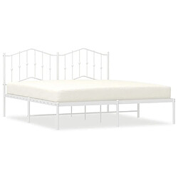 Maison Chic Lit adulte 160x200cm- Cadre de lit métal avec tête de lit pour chambre blanc -MN64507