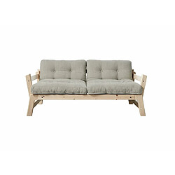 Inside 75 Banquette convertible futon STEP pin massif tissu lin couchage 70*200 cm.