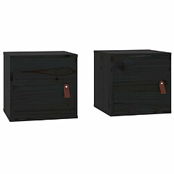 Maison Chic Lot de 2 Armoires murales,Meuble de Rangement,Armoire Suspendue Noir 31,5x30x30 cm Bois de pin massif -MN72897