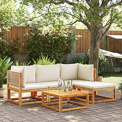 vidaXL Salon de jardin avec coussins 5 pcs Bois d'acacia solide 