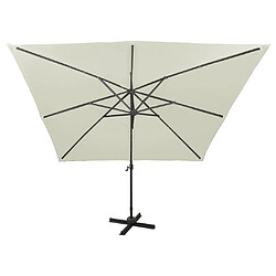 Avis Maison Chic Parasol Jardin | Parasol déporté avec mat et lumières LED Sable 300 cm - GKD45945