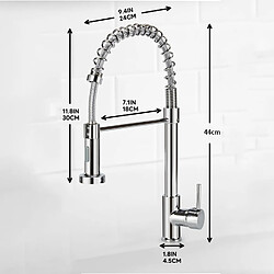 Robinet Cuisine Pivotant à 360°, Mitigeur Cuisine à Ressort Spiralé en Acier Inoxydable