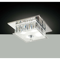 Luminaire Center Plafonnier Tosca carré 4 Ampoules chrome poli/verre/cristal