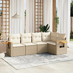 vidaXL Salon de jardin avec coussins 5 pcs beige résine tressée