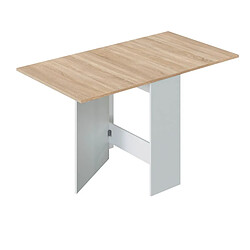 Pegane Table de cuisine pliante coloris chêne canadien / blanc artic -  Hauteur 78 x Profondeur 31 x Longueur 77 cm