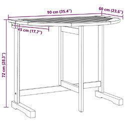 vidaXL Table pliable de balcon 90x60x72 cm bois d'acacia solide pas cher