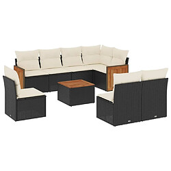 Maison Chic Salon de jardin 9 pcs avec coussins | Ensemble de Table et chaises | Mobilier d'Extérieur noir résine tressée -GKD11170