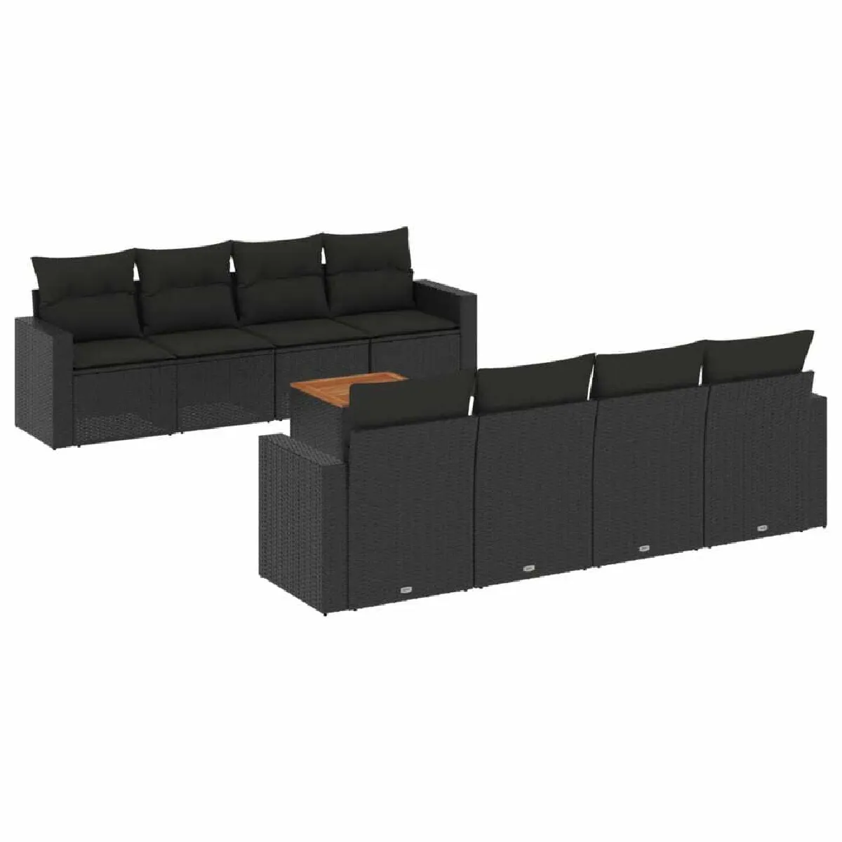 Maison Chic Ensemble Tables et chaises d'extérieur 9 pcs avec coussins,Salon de jardin noir résine tressée -GKD270835