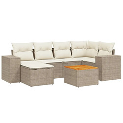 vidaXL Salon de jardin avec coussins 7 pcs beige résine tressée