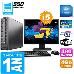 PC HP EliteDesk 800 G1 SFF Core I5-4570 4Go Disque 480 Go SSD Wifi W7 Ecran 27" · Occasion 