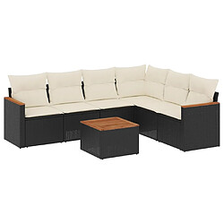 Maison Chic Ensemble Tables et chaises d'extérieur 7pcs avec coussins,Salon de jardin noir résine tressée -GKD860541