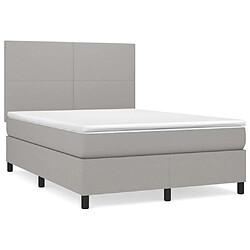 vidaXL Sommier à lattes de lit avec matelas Gris clair 140x200cm Tissu