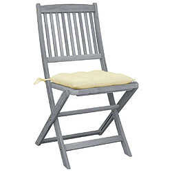 Maison Chic Lot de 2 Chaises pliables d'extérieur avec coussins | Chaises de jardin | Fauteuil Relax Bois d'acacia -GKD10433