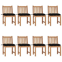 Maison Chic Lot de 8 Chaises de jardin,Fauteuil d'extérieur avec coussins Bois de teck massif -MN87820