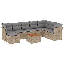 vidaXL Salon de jardin avec coussins 9pcs mélange beige résine tressée