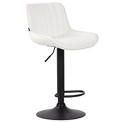 Decoshop26 Lot de 2 tabourets de bar chaises hautes en PVC blanc coutures verticales support en métal noir 10_0004282