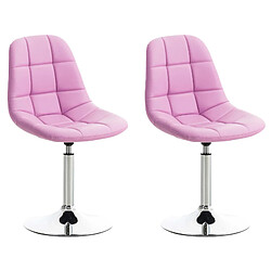 Decoshop26 Lot de 2 chaises de salle à manger lounge pivotante en PVC rose et pieds trompette métal chromé 10_0001698