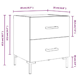 vidaXL Tables de chevet 2 pcs blanc 40x35x47,5 cm bois d’ingénierie pas cher