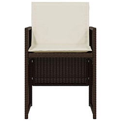 Maison Chic Ensemble de bistro 3 pcs avec coussins,Table + chaises + coussins de jardin marron résine tressée -GKD736331 pas cher