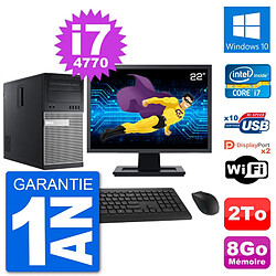 PC Tour Dell 9020 Ecran 22" Intel i7-4770 RAM 8Go Disque 2To Windows 10 Wifi · Occasion 