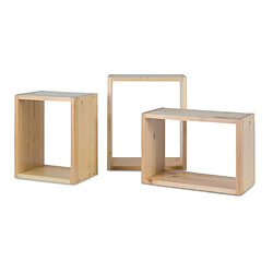 Homestyle4U Set de 3 tablettes suspendues en bois Naturel 