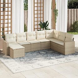 Maison Chic Salon de jardin avec coussins 8 pcs | Ensemble de Table et chaises | Mobilier d'Extérieur beige résine tressée -GKD32432