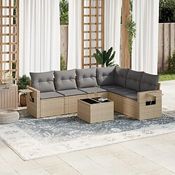 Maison Chic Salon de jardin avec coussins 7 pcs | Ensemble de Table et chaises | Mobilier d'Extérieur beige résine tressée -GKD41656