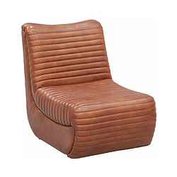 Aubry Gaspard Fauteuil bas en cuir de buffle marron. Fauteuil bas en cuir de buffle marron