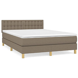 vidaXL Sommier à lattes de lit avec matelas Taupe 140x190 cm Tissu