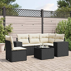 Maison Chic Salon de jardin 6 pcs avec coussins | Ensemble de Table et chaises | Mobilier d'Extérieur noir résine tressée -GKD28532