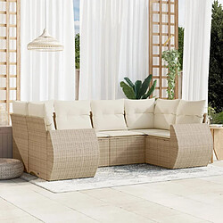 vidaXL Salon de jardin avec coussins 6 pcs beige résine tressée 