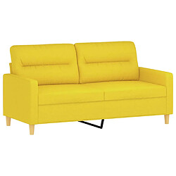 vidaXL Canapé à 2 places Jaune clair 140 cm Tissu