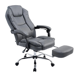 Decoshop26 Fauteuil de bureau ergonomique en synthétique gris avec repose-pieds et accoudoirs BUR10380