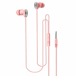 Macaron Couleur Filaire Casque Stéréo Intra-Auriculaire Sport Compatible Pour Android Iphone Huawei Rose 