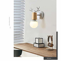 Stoex Applique Murale en Fer Bois, Moderne Lampe de Mur Simple E27 40W pour Chambre, Salon, Restaurant,Cuisine,Couloir, Blanc pas cher