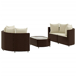 vidaXL Salon de jardin avec coussins 5 pcs marron résine tressée