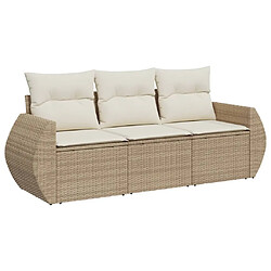 Maison Chic Salon de jardin avec coussins 3 pcs | Ensemble de Table et chaises | Mobilier d'Extérieur beige résine tressée -GKD30684