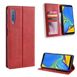 Etui en PU style vintage avec support rouge pour votre Samsung Galaxy A7 (2018) 