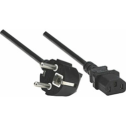 Arte Video Manhattan 1.8m IEC 60320 C13/Schuko CEE 7 1.8m CEE7/7 Schuko Coupleur C13 Noir câble électrique - cables électriques (Mâle/Femelle, Noir, 1,8 m, CEE7/7, Coupleur C13, Courbe)