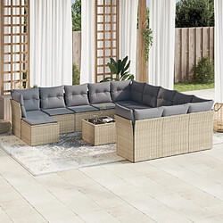 Maison Chic Salon de jardin avec coussins 13 pcs | Ensemble de Table et chaises | Mobilier d'Extérieur beige résine tressée -GKD58512