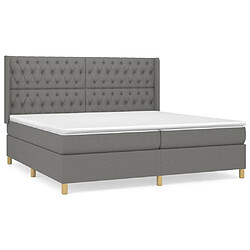 vidaXL Sommier à lattes de lit avec matelas Gris foncé 200x200cm Tissu