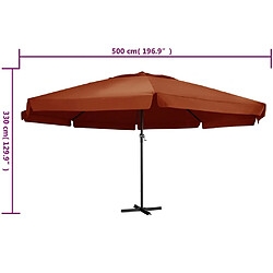 vidaXL Parasol de jardin avec mât en aluminium 600 cm terre cuite pas cher