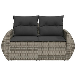 Acheter Maison Chic Canapé de jardin 2 places avec coussins | Canapé d'extérieur | Fauteuil,Banquette Jardin gris résine tressée -MN78823