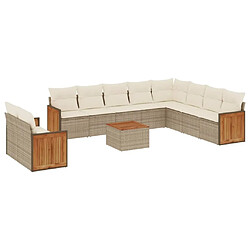 Maison Chic Salon de jardin 11 pcs avec coussins | Ensemble de Table et chaises | Mobilier d'Extérieur beige résine tressée -GKD70007