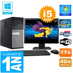 PC Tour DELL 7010 Core I5-2400 Ram 4Go Disque 1 To Wifi W7 Ecran 22" · Occasion 