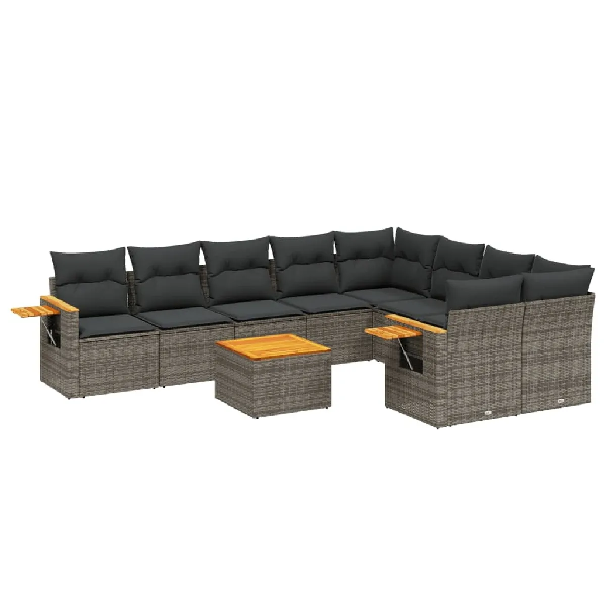 Maison Chic Salon de jardin avec coussins 10 pcs, Ensemble Tables et chaises de jardin, gris résine tressée -GKD403407