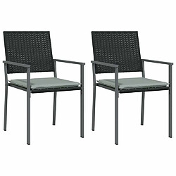 Maison Chic Lot de 2 Chaises de jardin,Fauteuil d'extérieur et coussins noir 54x62,5x89 cm rotin -MN21539