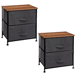 Toilinux Lot de 2 Tables de chevet à 2 Tiroirs - H. 51 cm - Gris foncé