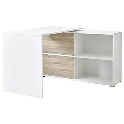 Bureau design en bois avec portes coulissantes L120 cm SLIDE - Blanc/Chêne 